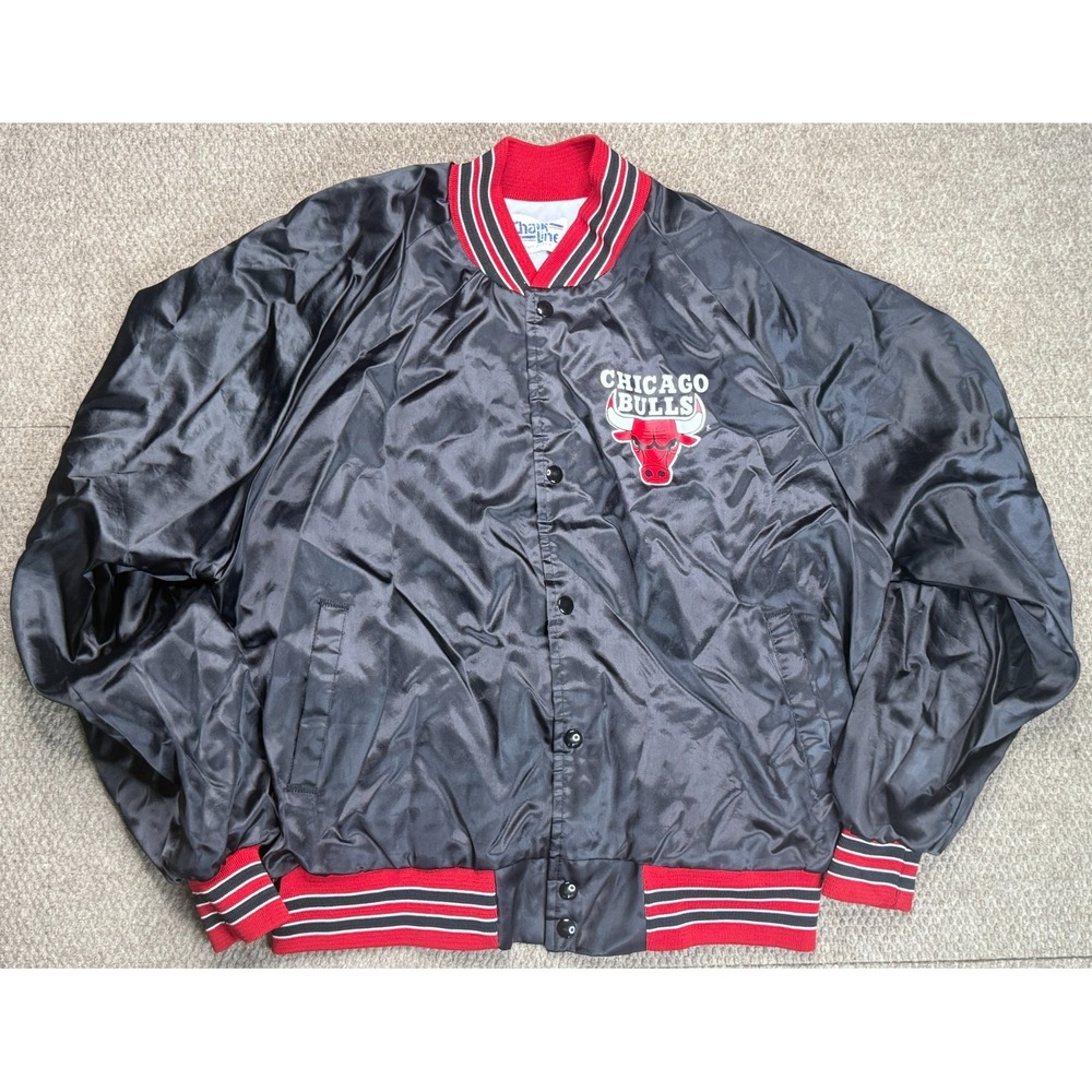 Chalk Line NBA Vintage Chicago Bulls Button Up Satin Jacket‎ Size XL